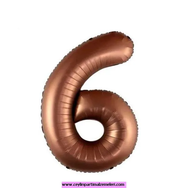 6 Rakam Kahverengi Folyo Balon